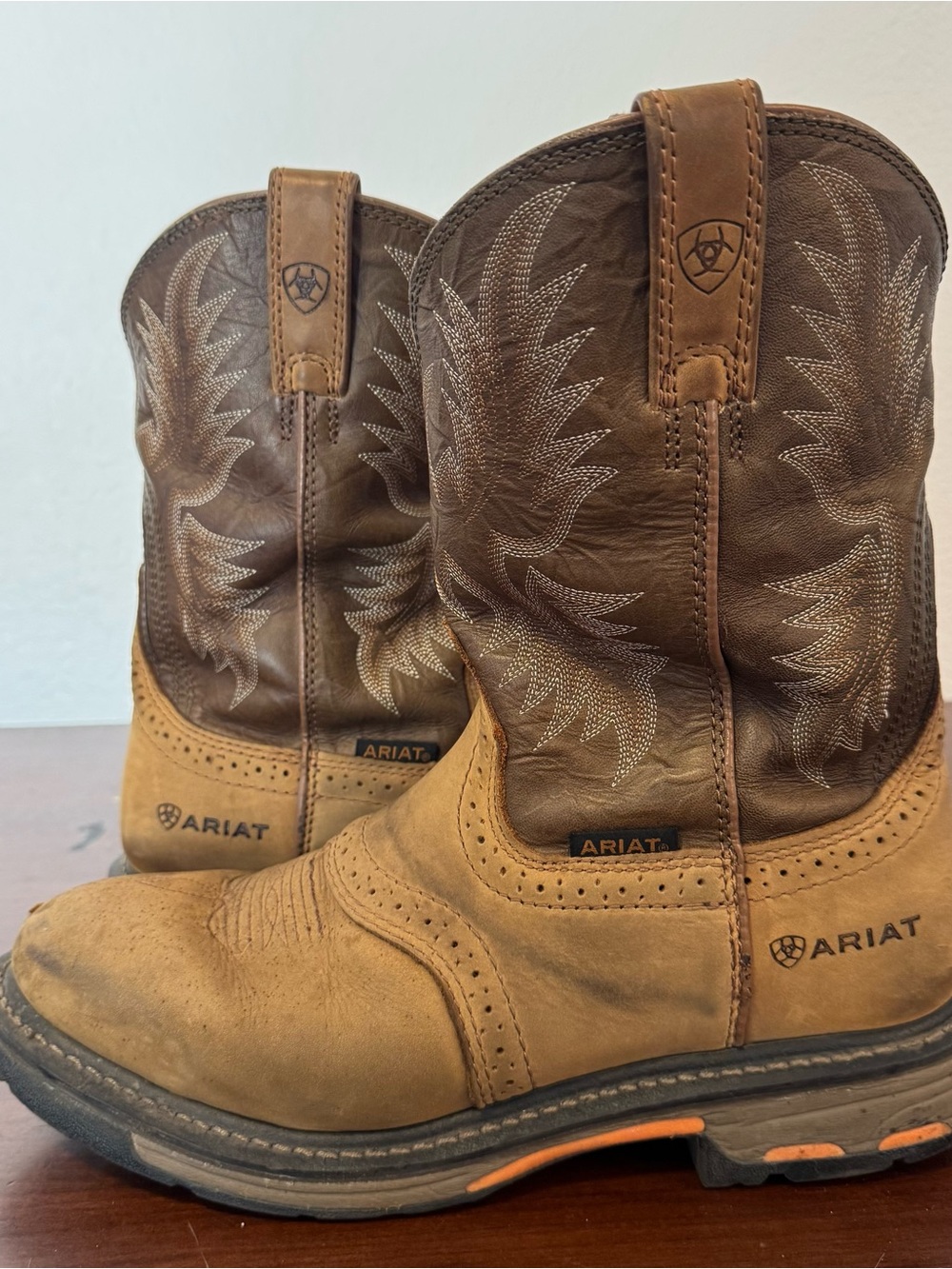 Ariat Brown Leather Work Boot Interior Detail